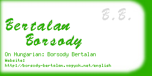 bertalan borsody business card